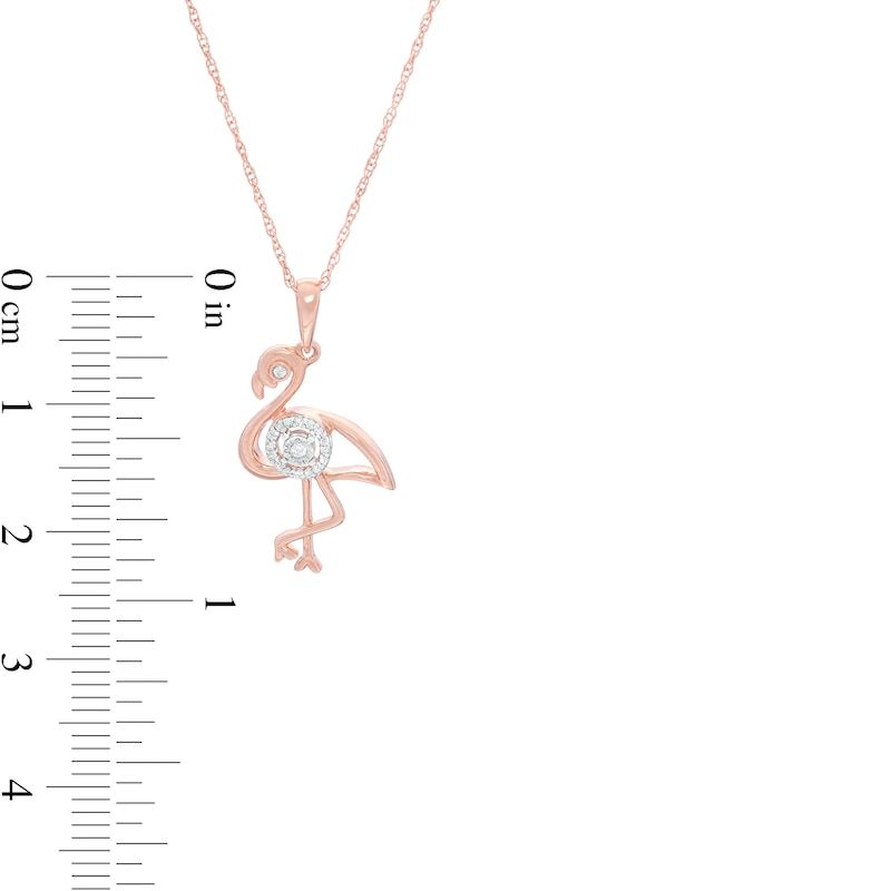 Diamond Accent Outline Flamingo Pendant in 10K Rose Gold