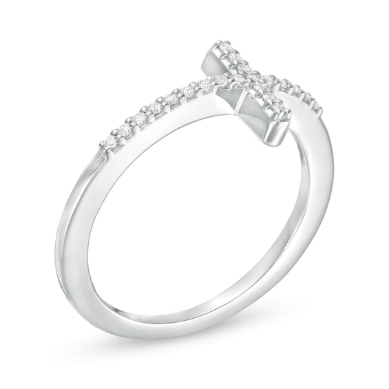 1/15 CT. T.w. Diamond Sideways Cross Ring in Sterling Silver