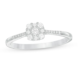 1/4 CT. T.W. Diamond Cushion Frame Ring in Sterling Silver