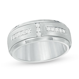 Triton 1/3 CT. T.W. Diamond Art Deco Comfort Fit Wedding Band in Tungsten