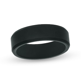 Triton 7.0mm Bevelled Edge Comfort Fit Wedding Band in Black Tungsten
