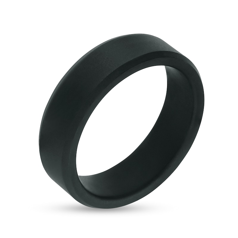 Triton Men's 7.0mm Bevelled Edge Comfort Fit Wedding Band in Black Tungsten