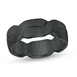 Triton 8.0mm Woven Geometric Comfort Fit Wedding Band in Black Tungsten
