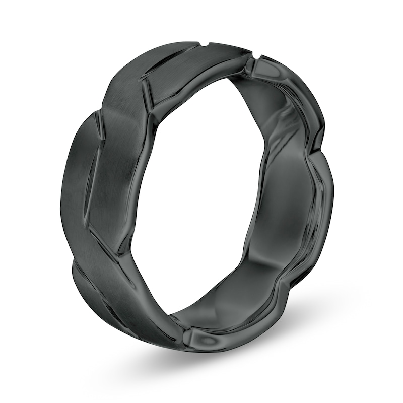 Triton Men's 8.0mm Woven Geometric Comfort Fit Wedding Band in Black Tungsten