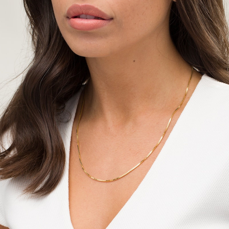 1.4mm Box Chain Necklace in Hollow 10K Gold - 20"