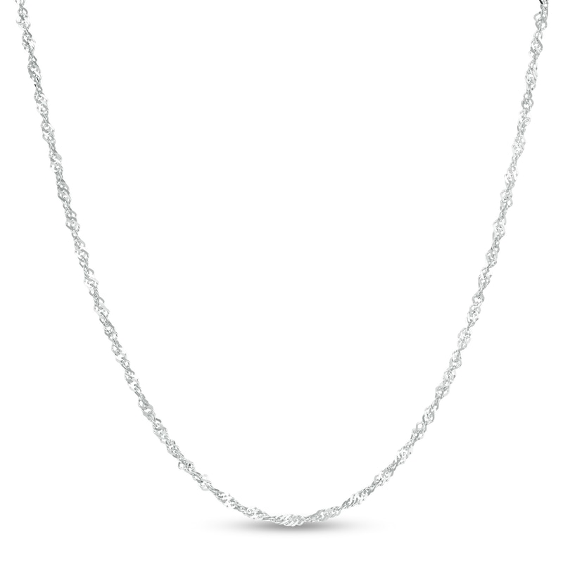 Main Image 1 of 1.5mm Singapore Chain Necklace in 10K White Gold - 16"