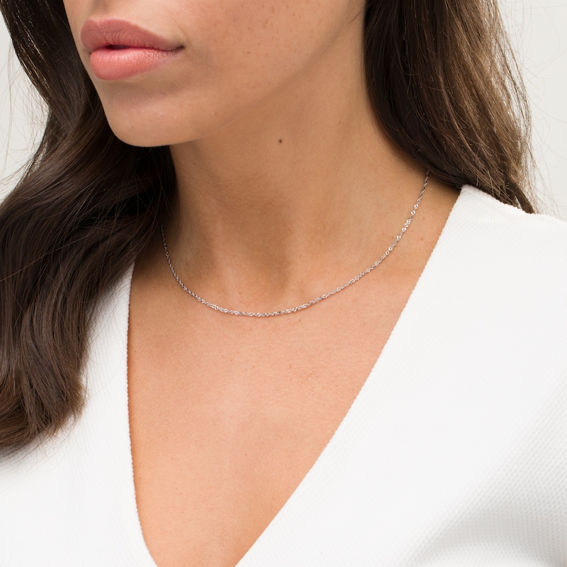 Main Image 2 of 1.5mm Singapore Chain Necklace in 10K White Gold - 16"