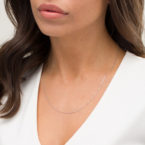 1.1mm Cable Chain Necklace in Hollow 10K White Gold - 20"