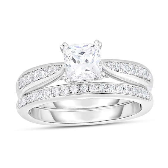1-1/3 CT. T.w. Princess-Cut Diamond Bridal Set in 14K White Gold