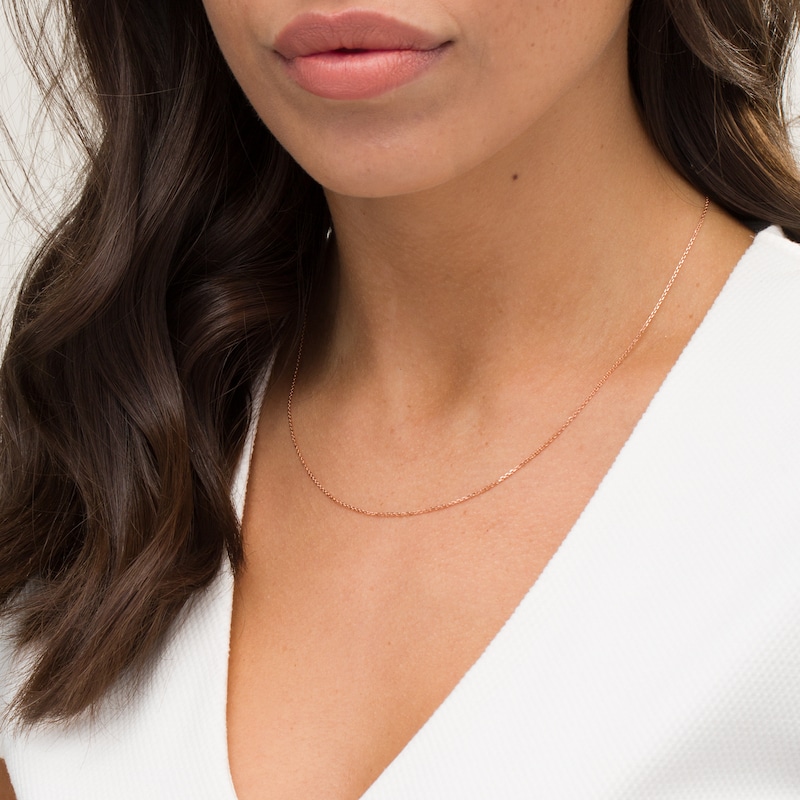 Main Image 2 of 1.1mm Cable Chain Necklace in Hollow 10K Rose Gold - 18"