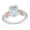 Thumbnail Image 1 of Enchanted Disney Elsa Oval Aquamarine and 1/6 CT. T.W. Diamond Art Deco Ring in 10K Two-Toned Gold