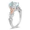 Thumbnail Image 2 of Enchanted Disney Elsa Oval Aquamarine and 1/6 CT. T.W. Diamond Art Deco Ring in 10K Two-Toned Gold