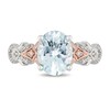 Thumbnail Image 3 of Enchanted Disney Elsa Oval Aquamarine and 1/6 CT. T.W. Diamond Art Deco Ring in 10K Two-Toned Gold