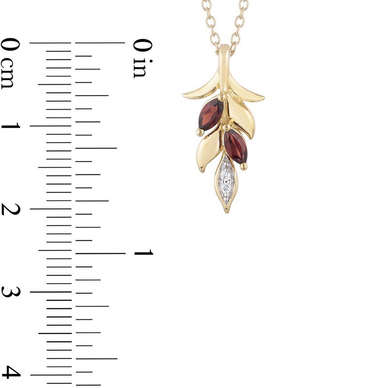 Enchanted Disney Anna Marquise Rhodolite Garnet and Diamond Accent Wheat Pendant in 10K Gold - 19"