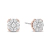 Thumbnail Image 0 of Enchanted Disney Princess 1/2 CT. T.W. Diamond Frame Stud Earrings in Sterling Silver and 10K Rose Gold