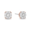 Thumbnail Image 1 of Enchanted Disney Princess 1/2 CT. T.W. Diamond Frame Stud Earrings in Sterling Silver and 10K Rose Gold