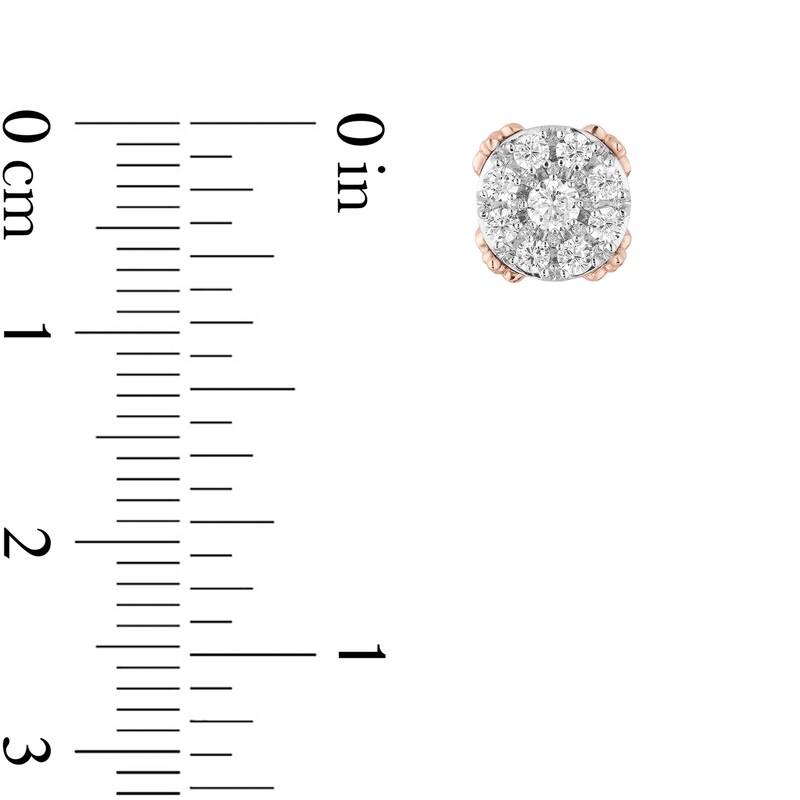 Main Image 2 of Enchanted Disney Princess 1/2 CT. T.W. Diamond Frame Stud Earrings in Sterling Silver and 10K Rose Gold