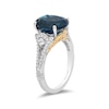 Thumbnail Image 2 of Enchanted Disney Cinderella Oval London Blue Topaz and 3/8 CT. T.W. Diamond Split Shank Ring in 10K Two-Tone Gold
