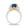 Thumbnail Image 4 of Enchanted Disney Cinderella Oval London Blue Topaz and 3/8 CT. T.W. Diamond Split Shank Ring in 10K Two-Tone Gold