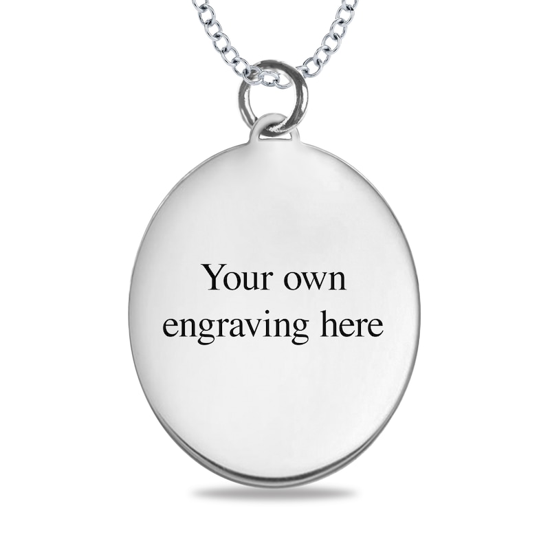 Engravable Enamel Our Lady of Guadalupe Oval Pendant in Sterling Silver (3 Lines)