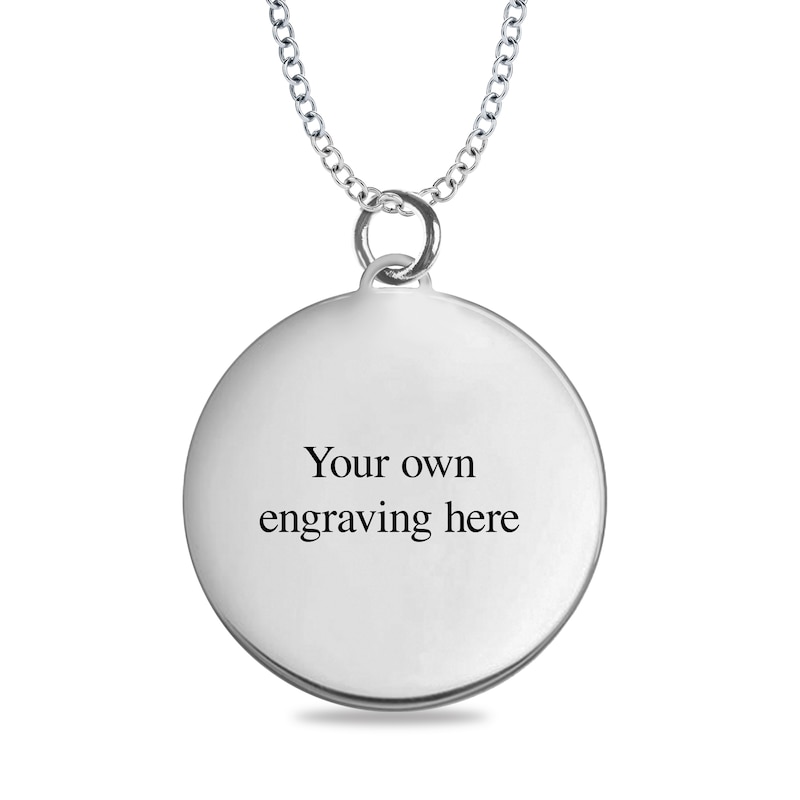 Engravable Your Own Handwriting Disc Pendant in Sterling Silver (1 Image and 4 Lines)