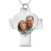 Thumbnail Image 0 of Engravable Photo Perforated Heart Cross Pendant in Sterling Silver (1 Image and 2 Lines)