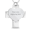 Thumbnail Image 2 of Engravable Photo Perforated Heart Cross Pendant in Sterling Silver (1 Image and 2 Lines)