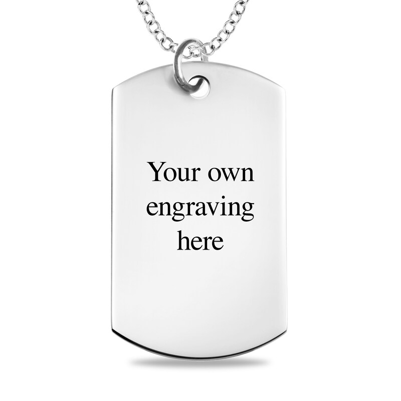 Engravable Map Dog Tag Pendant in Sterling Silver (1 Address and 4 Lines)