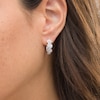 Thumbnail Image 2 of 1/2 CT. T.W. Diamond Past Present Future® Frame Hoop Earrings in 10K White Gold