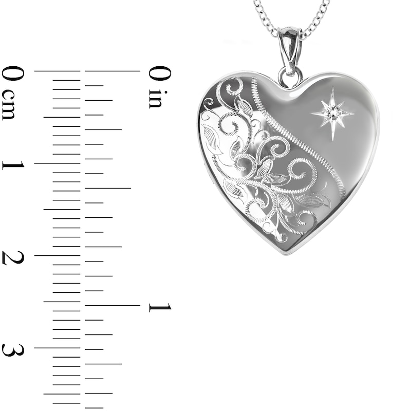 Diamond Accent Photo Heart Locket in Sterling Silver with 18K