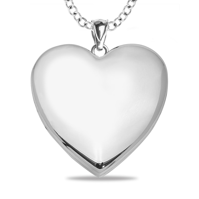 Script Monogram Engravable Heart Locket in Sterling Silver (3 Initials)