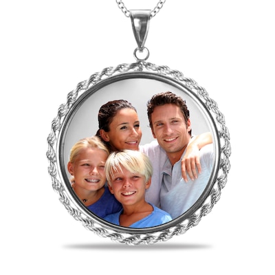 Round Photo Pendant Picture Frame Charm Fashion Sterling Silver 