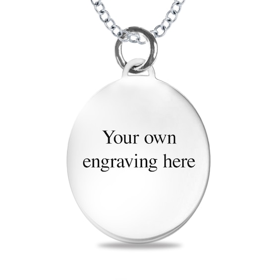 Small Engravable Photo Oval Pendant in Sterling Silver (1 Image and 2 Lines)