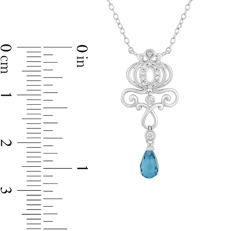 Main Image 3 of Enchanted Disney Cinderella Briolette London Blue Topaz and 1/10 CT. T.W. Diamond Carriage Necklace in Sterling Silver