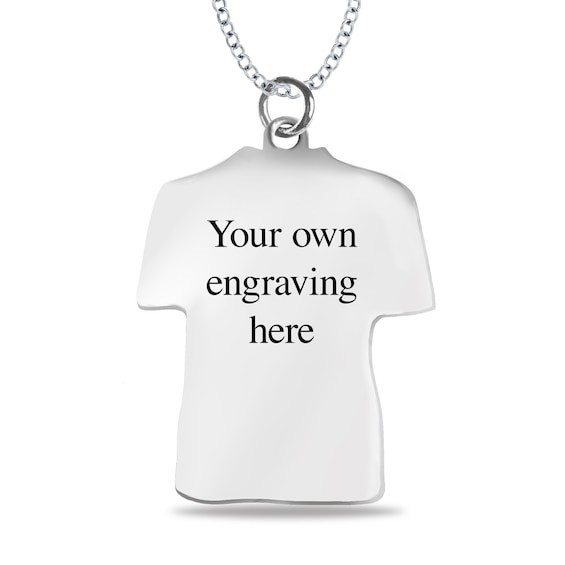 Engravable Name and Number Textured Soccer Jersey Sport Pendant in Sterling Silver (1 Number and 2 Lines)
