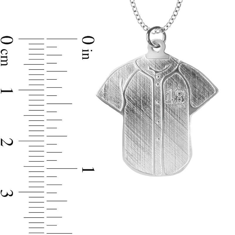 Engravable Player Name and Number Textured Baseball Jersey Sport Pendant in Sterling Silver (1 Number and Line)