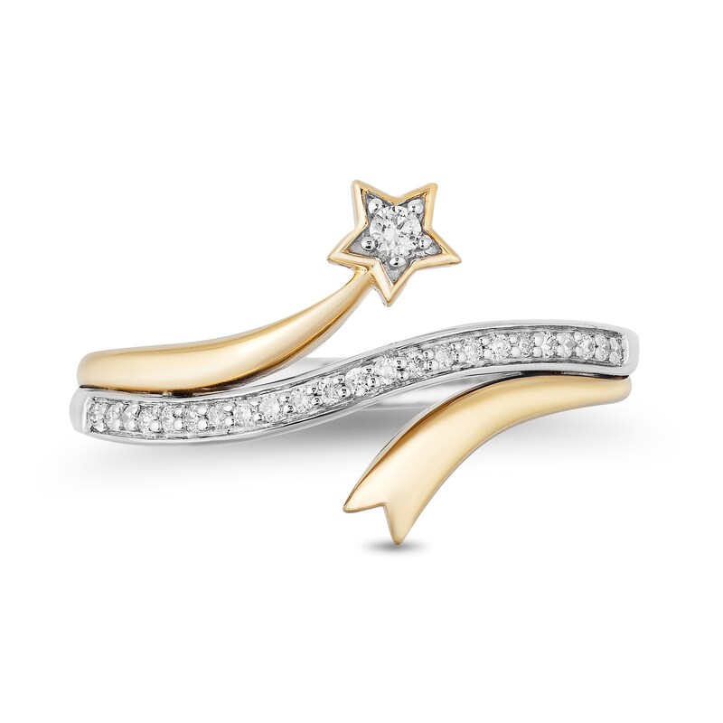 Main Image 3 of Enchanted Disney Tinker Bell 1/10 CT. T.W. Diamond Star Bypass Ring in Sterling Silver and 10K Gold - Size 7