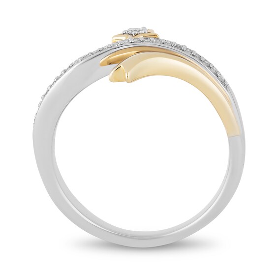 Enchanted Disney Tinker Bell 1/10 CT. T.w. Diamond Star Bypass Ring in Sterling Silver and 10K Gold - Size 7
