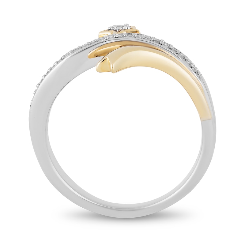 Main Image 4 of Enchanted Disney Tinker Bell 1/10 CT. T.W. Diamond Star Bypass Ring in Sterling Silver and 10K Gold - Size 7