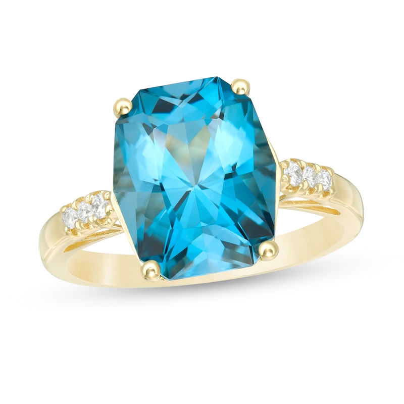 London Blue Topaz and 1/15 CT. T.W. Diamond Ring in 10K Gold