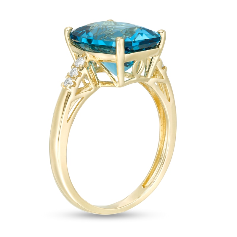 Main Image 3 of London Blue Topaz and 1/15 CT. T.W. Diamond Ring in 10K Gold