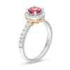 Thumbnail Image 3 of 6.0mm Pink Tourmaline and 1/2 CT. T.W. Diamond Frame Engagement Ring in 14K Two-Tone Gold
