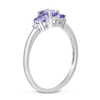 Oval Tanzanite and Diamond Accent Three Stone Ring in 10K White Gold