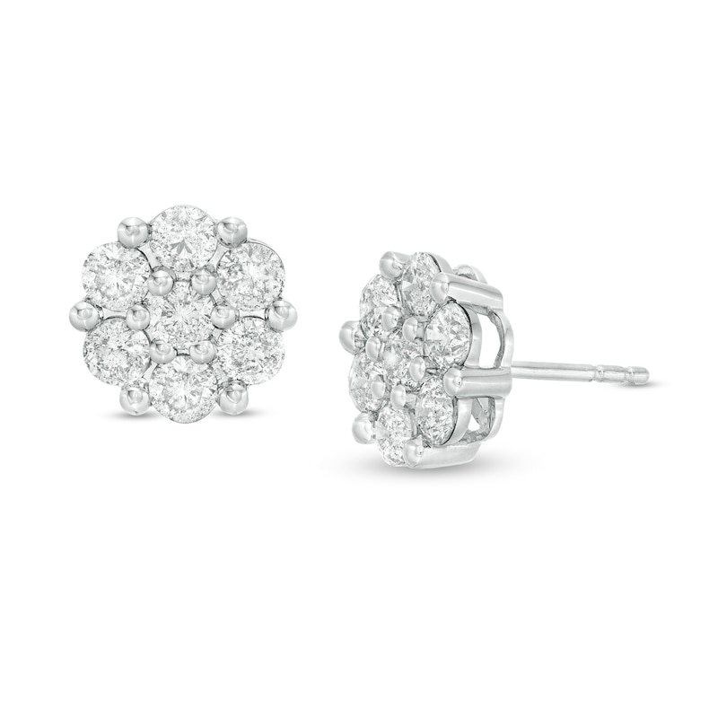 2 CT. T.W. Diamond Frame Stud Earrings in 10K White Gold