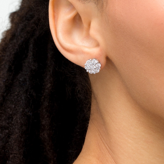 2 CT. T.w. Diamond Frame Stud Earrings in 10K White Gold