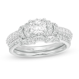 1-1/5 CT. T.W. Diamond Collar Bridal Set in 14K White Gold