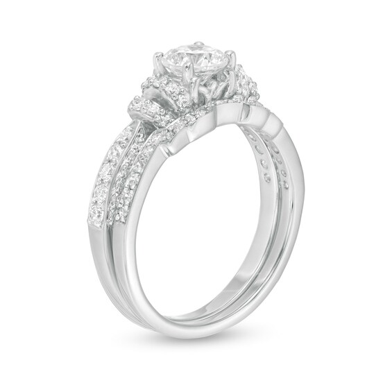 1-1/5 CT. T.w. Diamond Collar Bridal Set in 14K White Gold