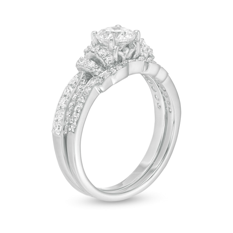 Main Image 3 of 1-1/5 CT. T.W. Diamond Collar Bridal Set in 14K White Gold