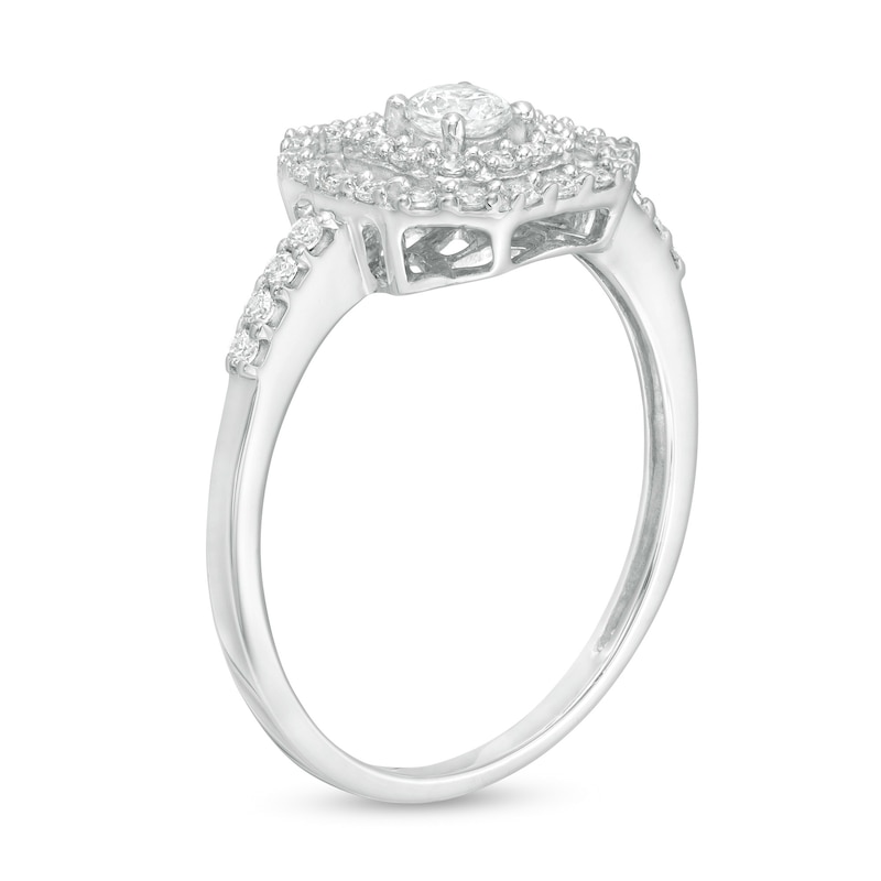 Main Image 3 of 1/2 CT. T.W. Diamond Double Octagonal Frame Engagement Ring in 14K White Gold