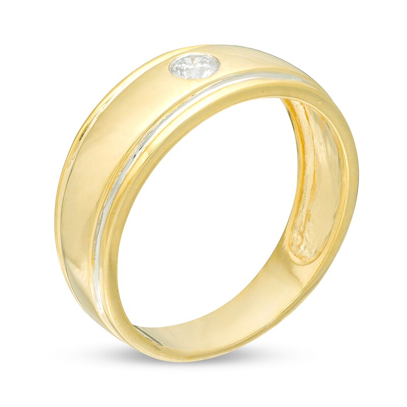 Men's 1/6 CT. Diamond Solitaire Wedding Band in 10K Two-Tone Gold